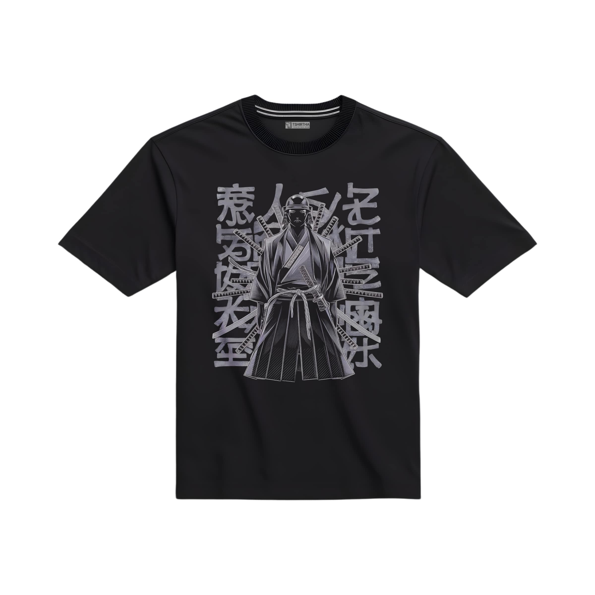 تیشرت با طرح سامورایی و شمشیرها تیشرت با طرح سامورایی و شمشیرها