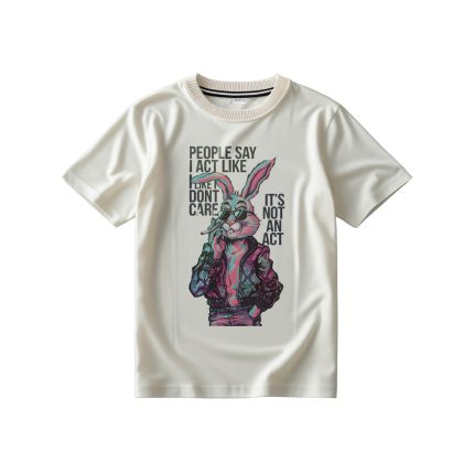 تیشرت سفید شیری با طرح خرگوش