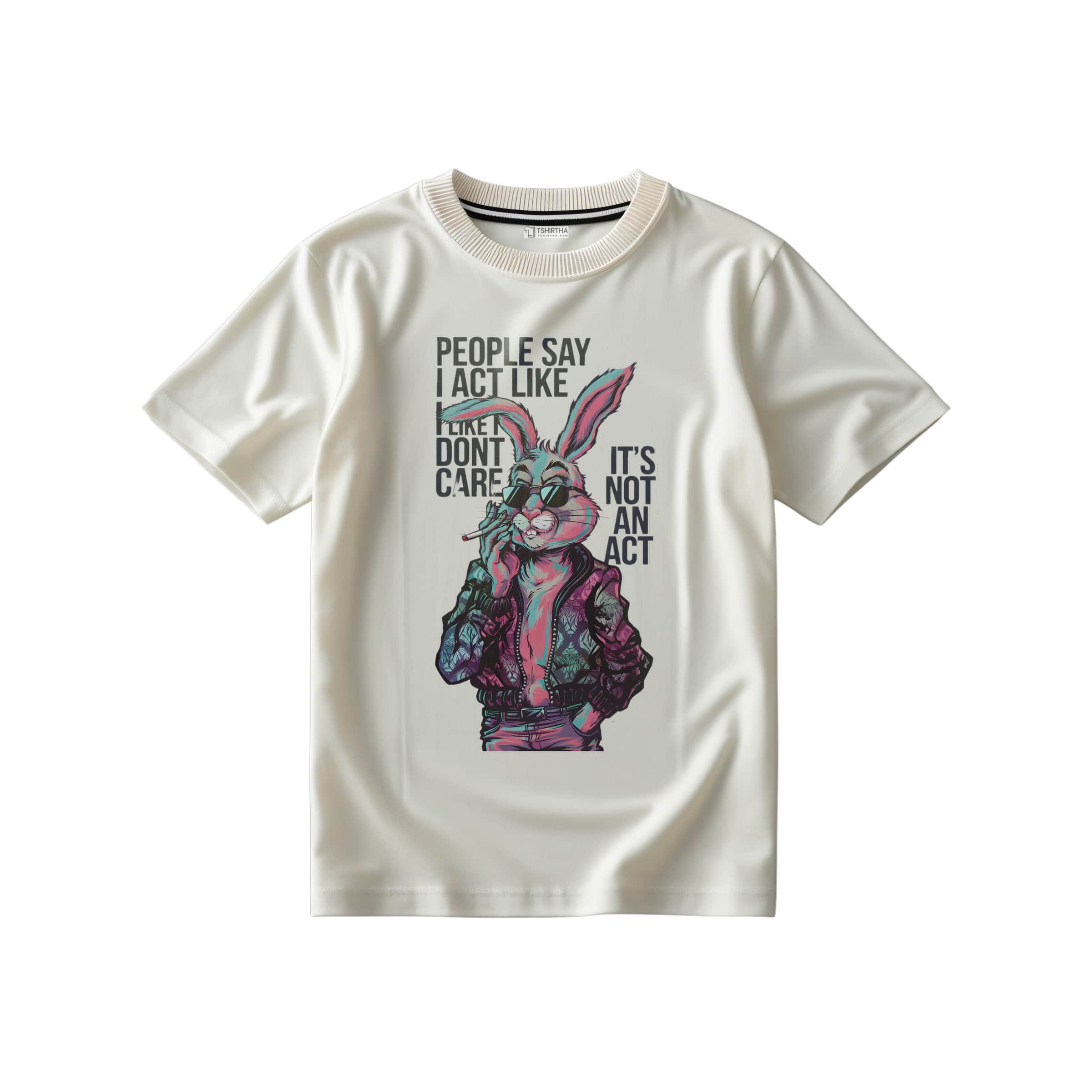 تیشرت سفید شیری با طرح خرگوش تیشرت سفید شیری با طرح خرگوش