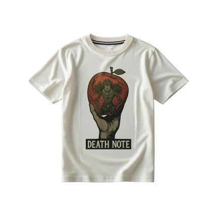 تیشرت سفید شیری با طرح انیمه دث نوت ریوک