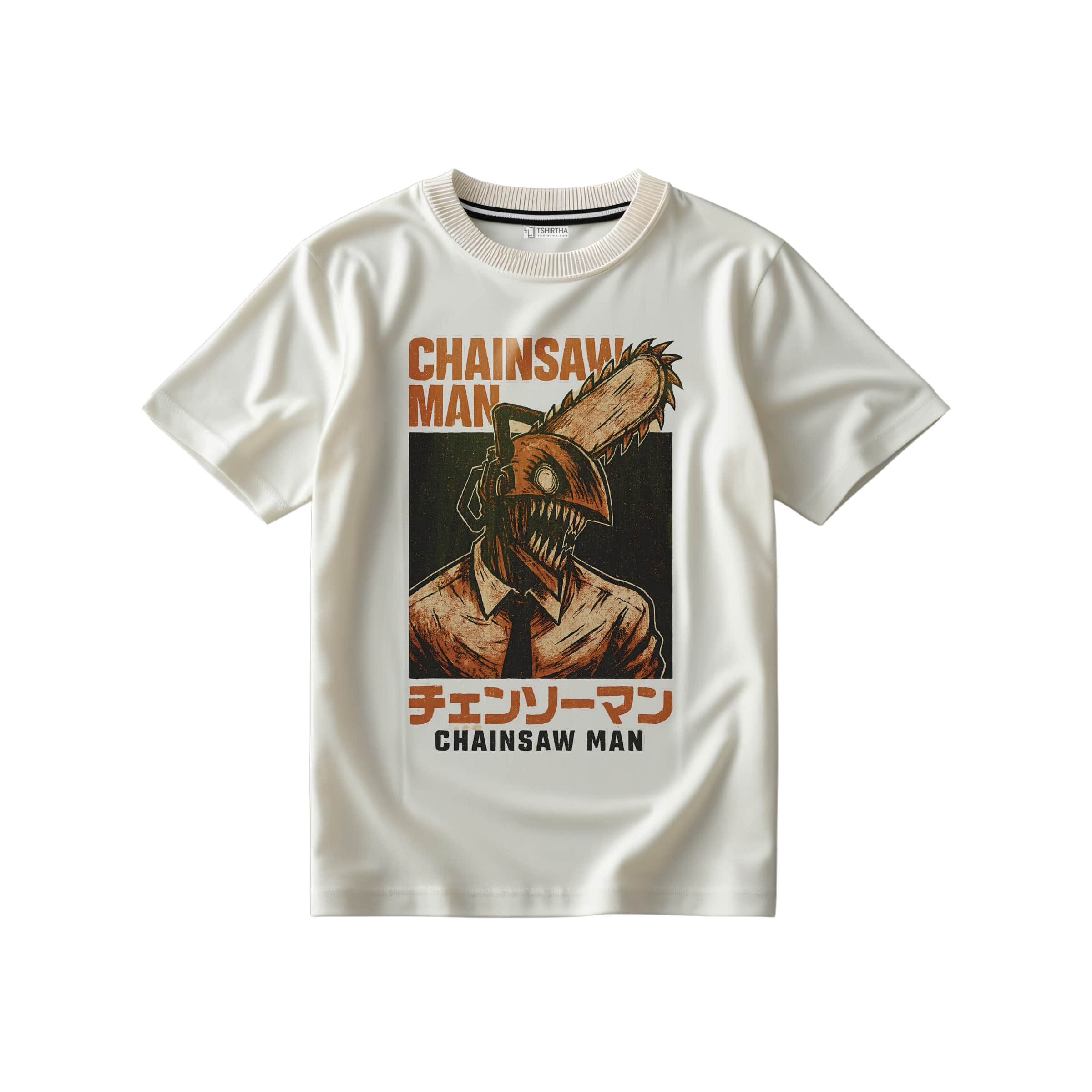 تیشرت سفید شیری با طرح انیمه چینسا من شخصیت دنجی تیشرت سفید شیری با طرح انیمه چینسا من شخصیت دنجی