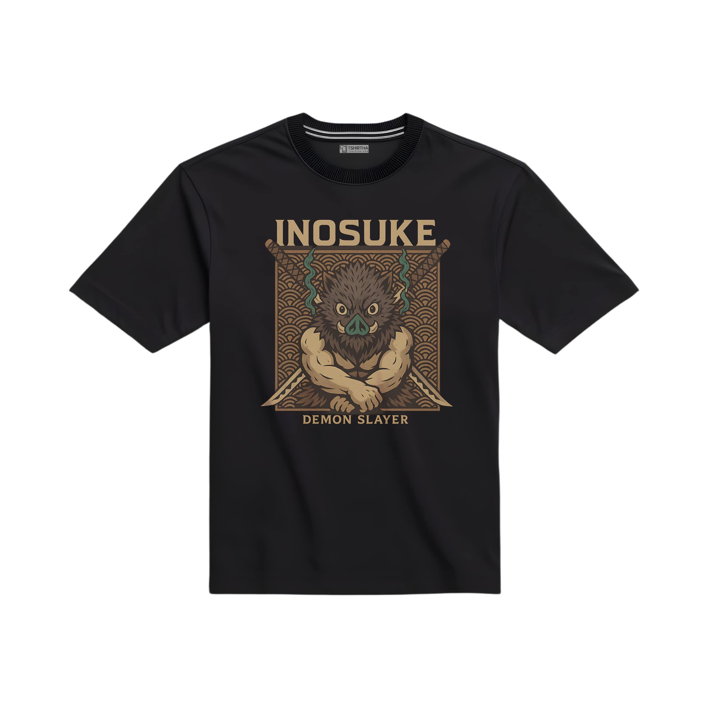 تیشرت مشکی با طرح انیمه شیطان کش و تصویر اینوسکه تیشرت مشکی با طرح انیمه شیطان کش و تصویر اینوسکه