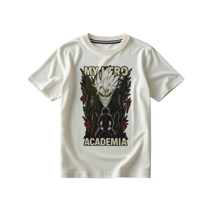 تیشرت سفید شیری با طرح انیمه مای هیرو آکادمیا