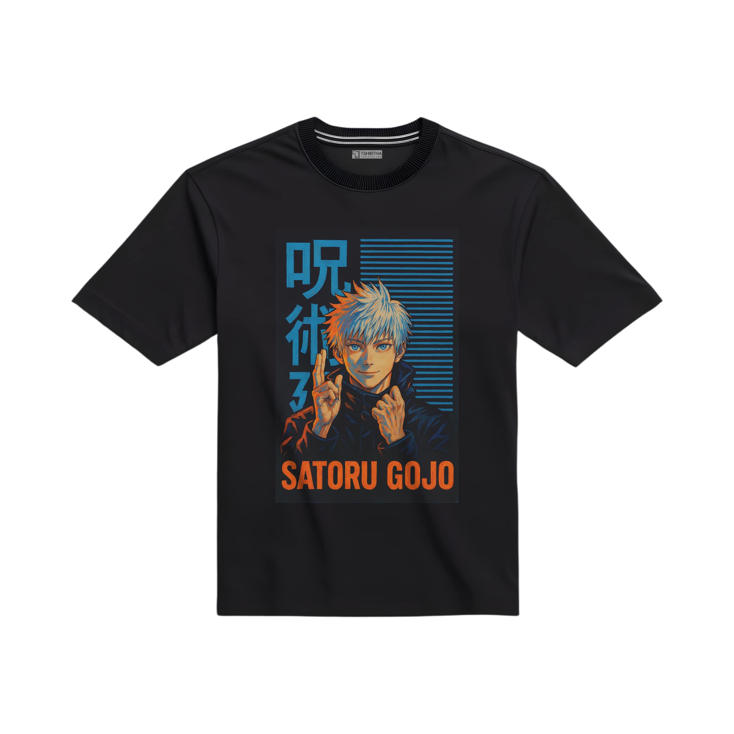 تیشرت مشکی با طرح انیمه جوجوتسو کایسن ساتورو گوجو تیشرت مشکی با طرح انیمه جوجوتسو کایسن ساتورو گوجو